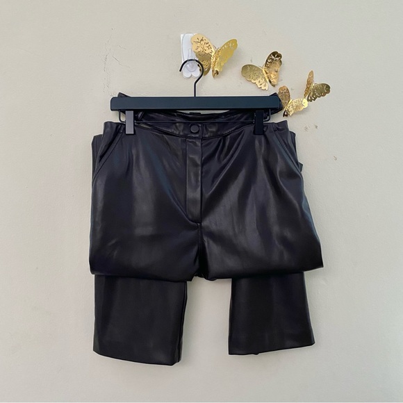 JONATHAN SIMKHAI Amelia Chocolate Vegan Leather Pants with Cropped Hips - Picture 3 of 14